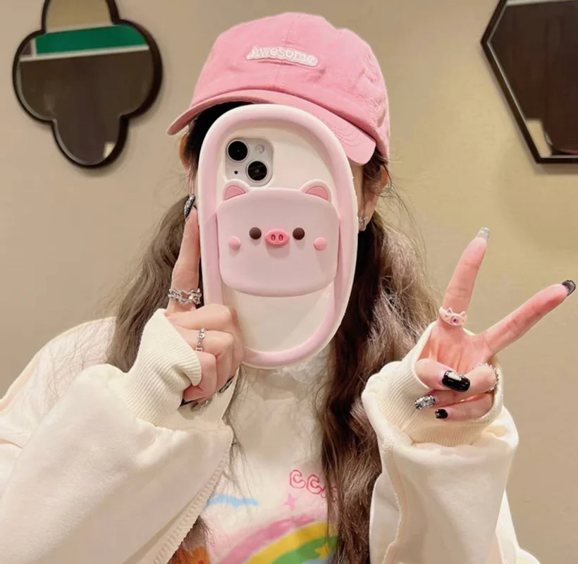 Fantasy silicon case with pig design for iPhone 15 Pro