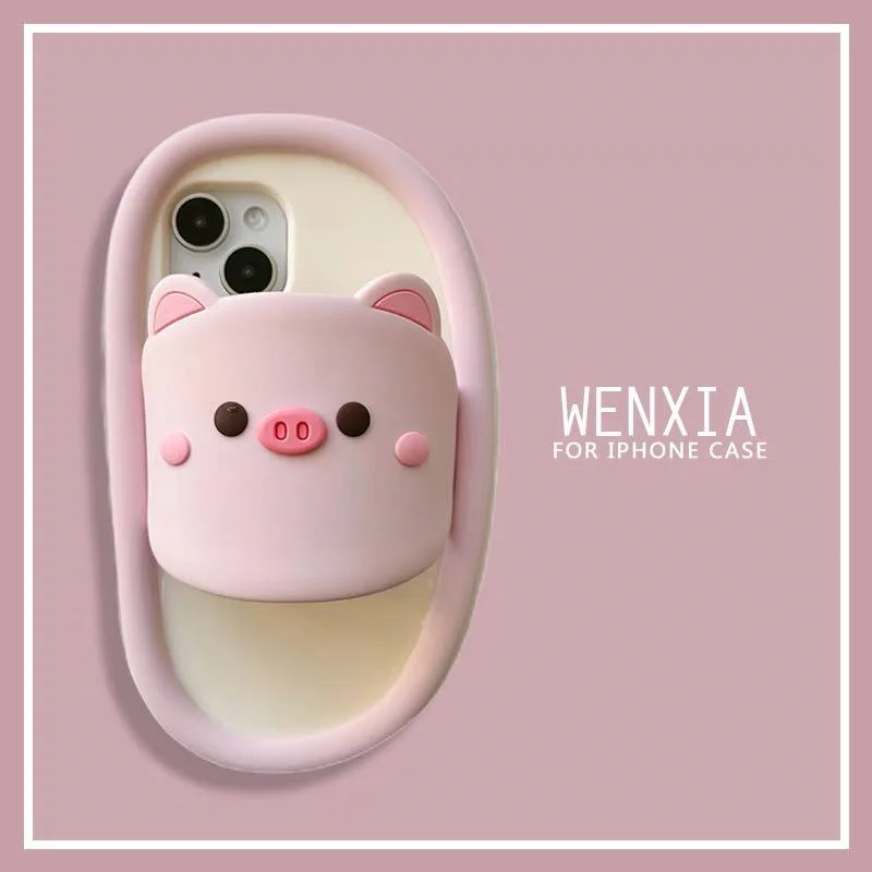 Fantasy silicon case with pig design for iPhone 15 Pro
